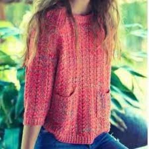Anthropologie Moth Neon Marled Pocket Sweater XS